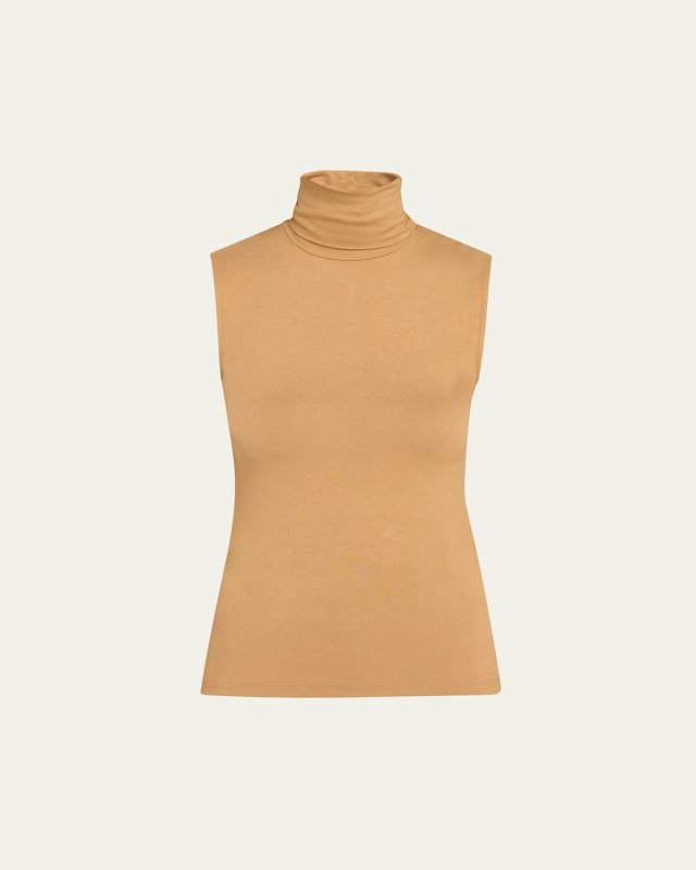 Soft Touch Viscose Sleeveless Turtleneck Top